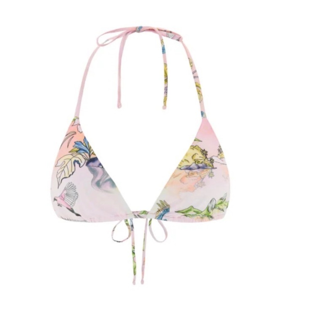 Oceanus Swimwear Lou‎ Top Pink Floral Triangle Bikini Top Made in Italy L